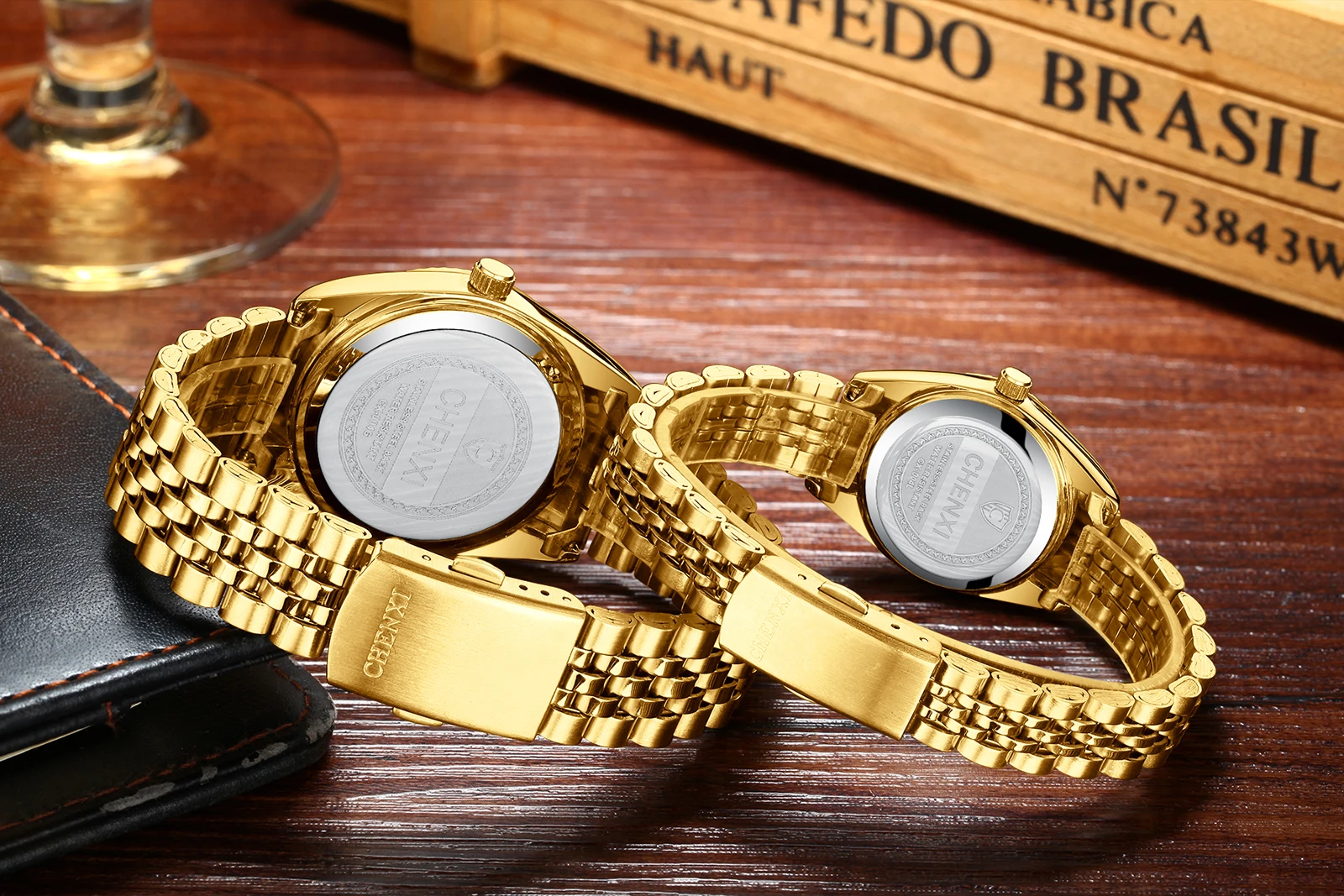 Женские золотистые и Серебристые Классические кварцевые часы CHENXI женские