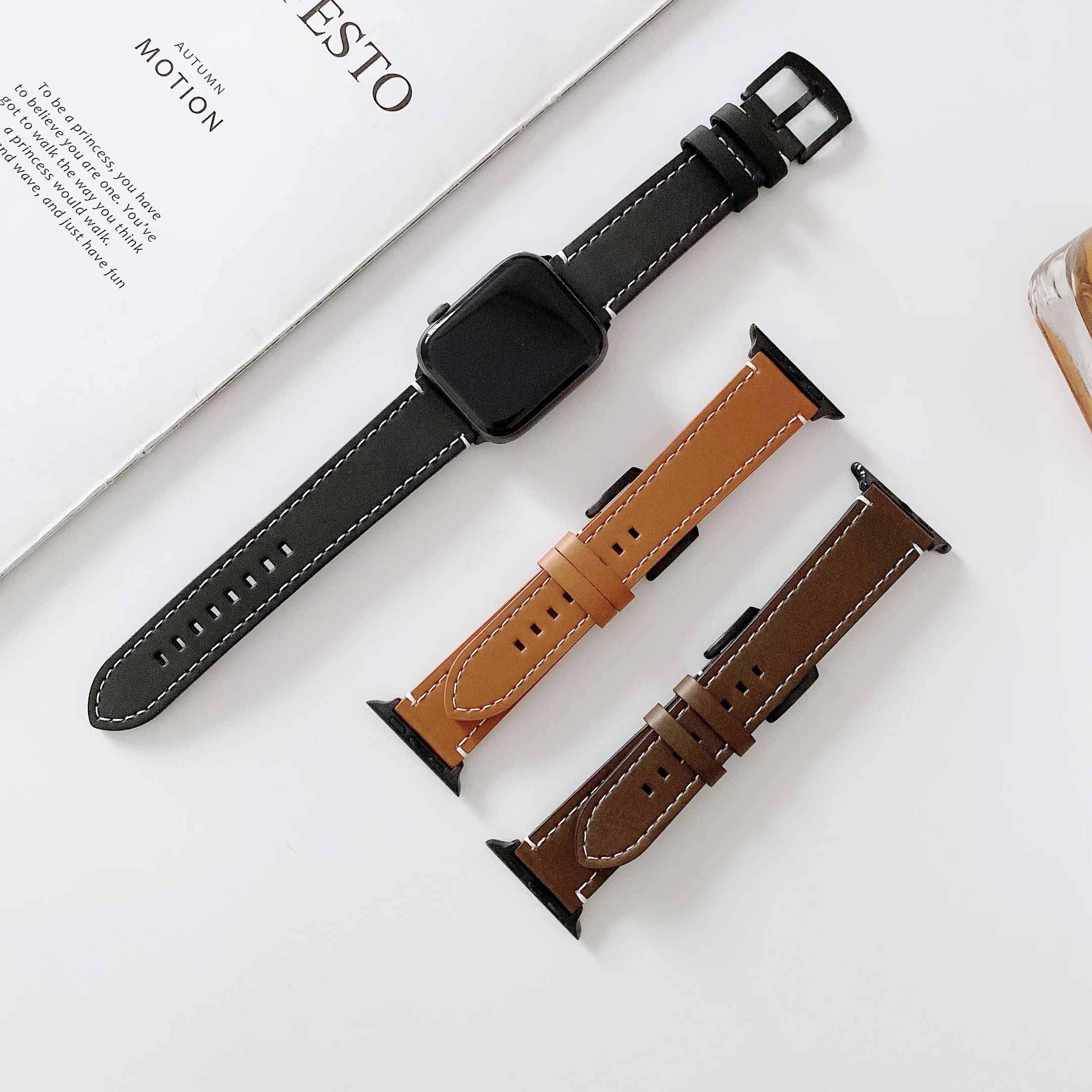 

Ремешок из натуральной кожи для iWatch 6/SE/5/4/3, 38/40/42/44 мм
