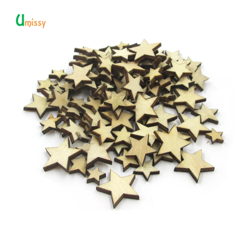 100 шт деревянные пуговицы в ассортименте размеры цветок Сердце Звезда DIY