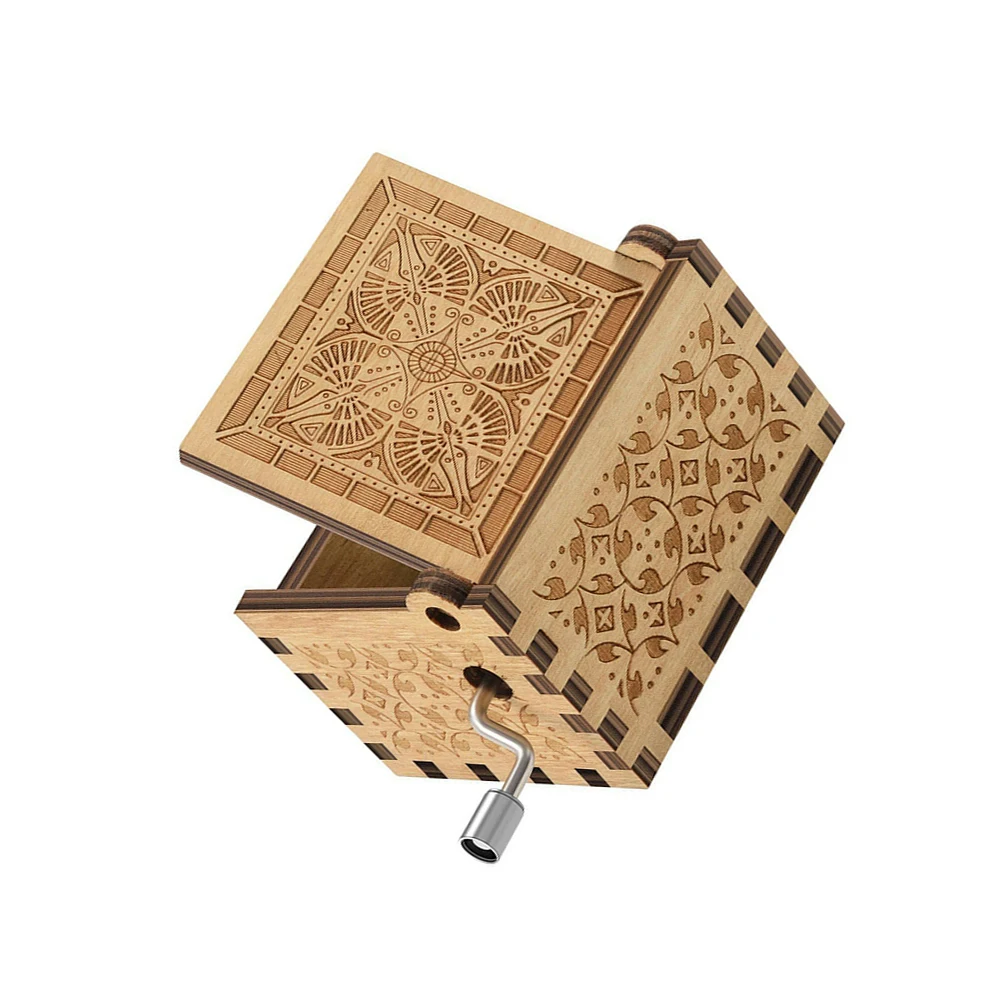 Деревянная музыкальная шкатулка ручной работы с лазерной надписью