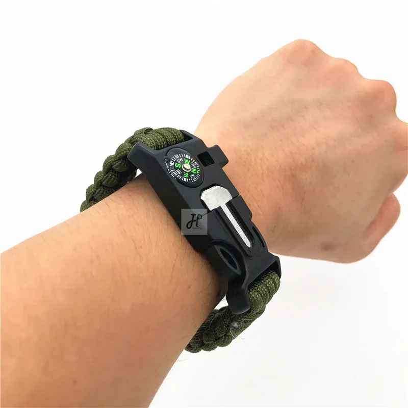 

Safety Survival Paracord Bracelet Functional Whistles Compass Serrated Knife Outdoor First Aid Kits Emergency Parachute Paracord
