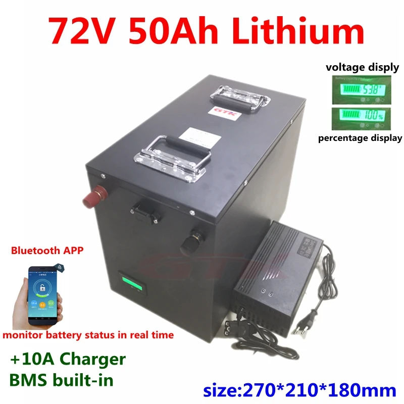 Литий ионный аккумулятор GTK 72 в 50 Ач bms 20s для RV EV Электропитание электромотоцикла