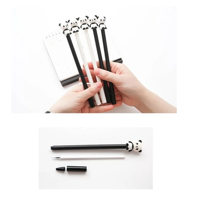 

24 pcs/Lot Black White Panda Baby pen Ballpoint Black color Gel ink Pens for Writing Office Accessories School Supplies A6961