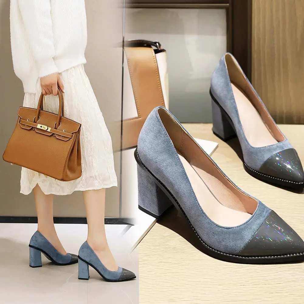 

Zapatos Mujer; Женские туфли-лодочки; Разноцветная женская обувь на толстом каблуке; Модельные туфли-лодочки для работы; Удобная женская обувь с о...