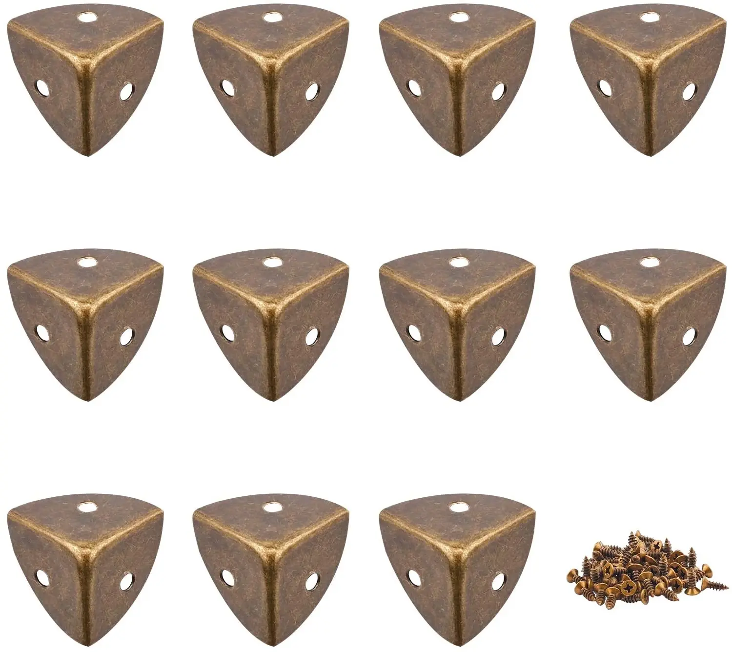 

Около 20 наборов, зеркальная треугольная латунная защитная коробка для шкафа с винтом, Античная бронзовая фурнитура