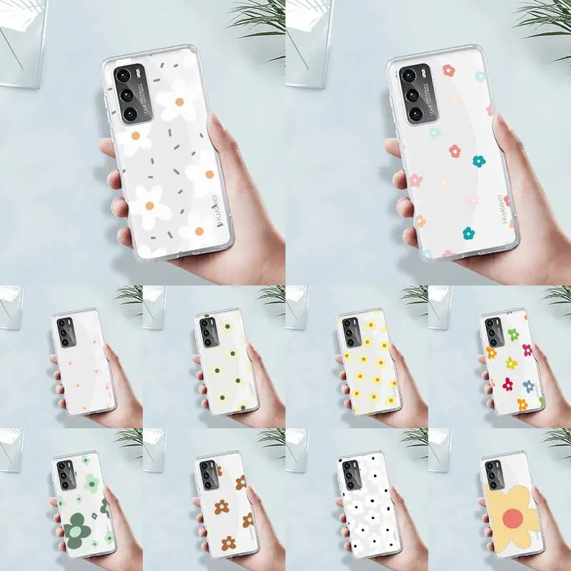 

Flowers pink design painting Phone Case Transparent For Huawei 8 7 6 5 4 3 2 pro SE i E Soft TPU Clear Mobile Bags Coque