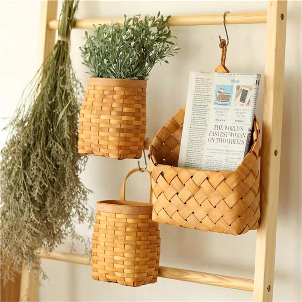 

Bamboo Woven Storage Baskets Garden Garden Rattan Planter Potted Basket Organizer Home Laundry Basket with Handle