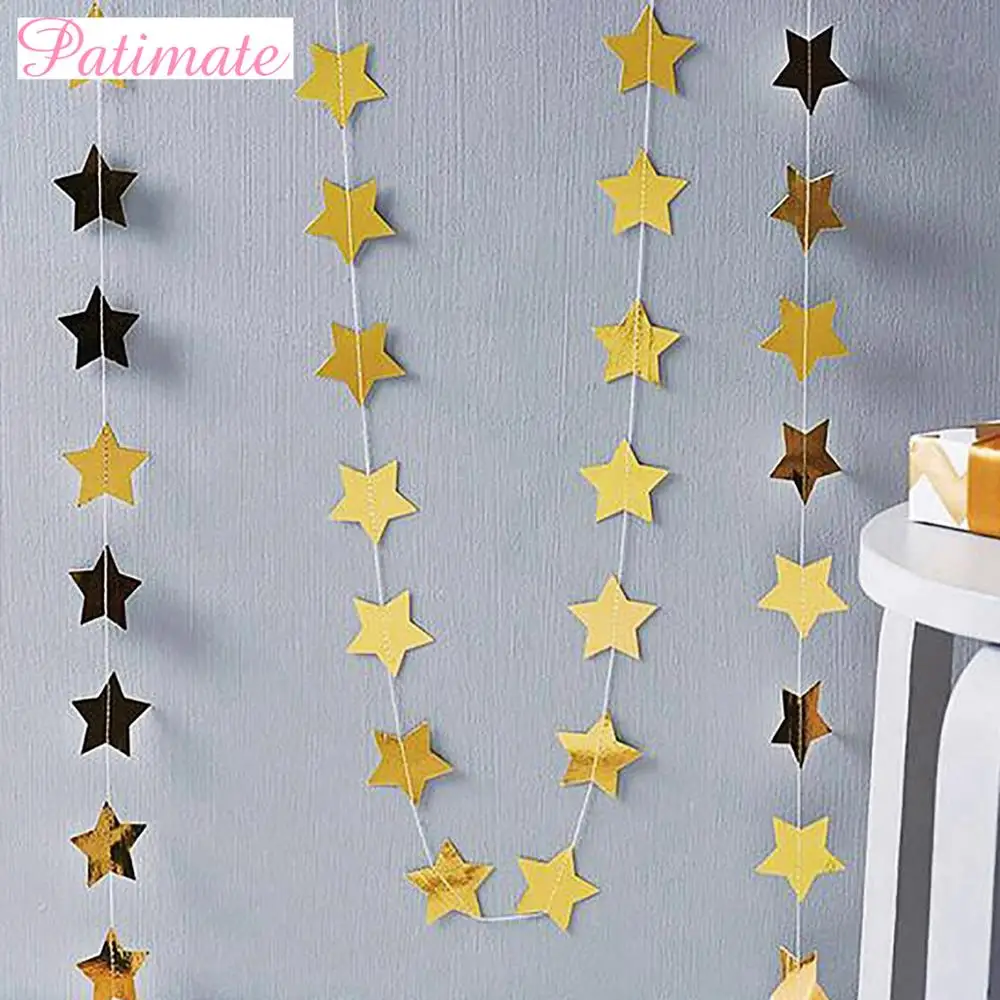 PATIMATE крафт бумага звезда гирлянды с баннерами цепочка баннер 4 метра свадьба день