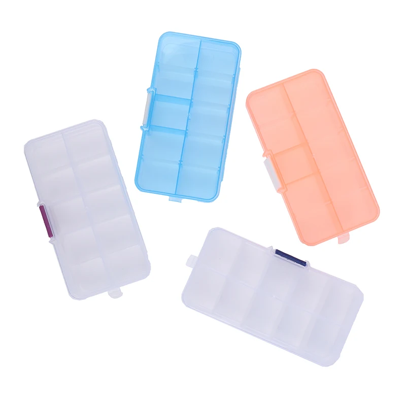 Практичный пластиковый прозрачный чехол для бисера с 10 отделениями в клетку