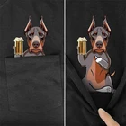 Хлопковая футболка CLOOCL, модная брендовая летняя футболка с принтом Doberman с карманами, мужские и женские рубашки, повседневные топы, хлопковые футболки унисекс