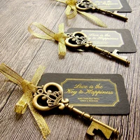 50pcs key bottle opener with tags bridal wedding wine ring keychain party favor bridal shower favors wedding gifts for guests