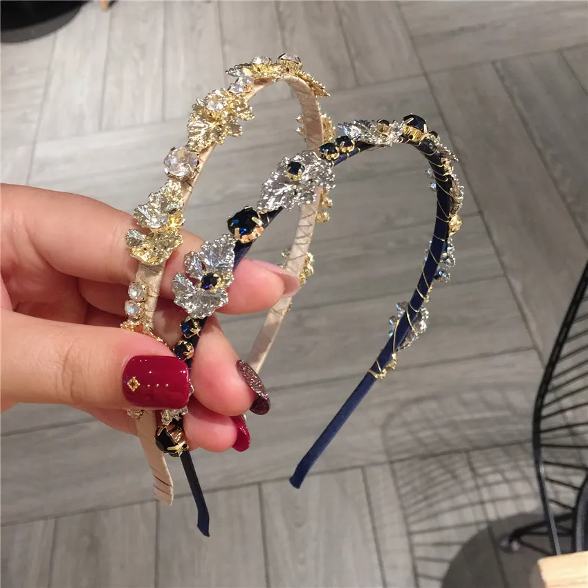 

Leveo Leaf Alloy Hair Band Crystal Fashion HairBands Ladies Hair Band Hairhoop Non-slip Head Band Hair Accessories