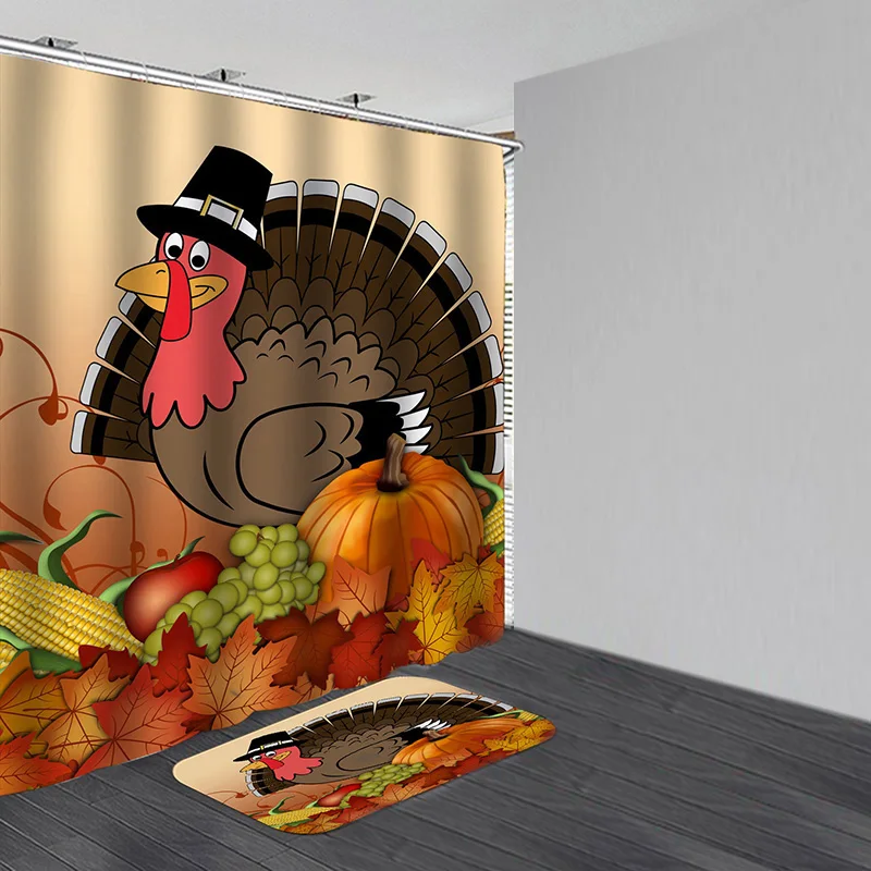 Водонепроницаемая занавеска для душа в виде тыквы на Хэллоуин Противоскользящие