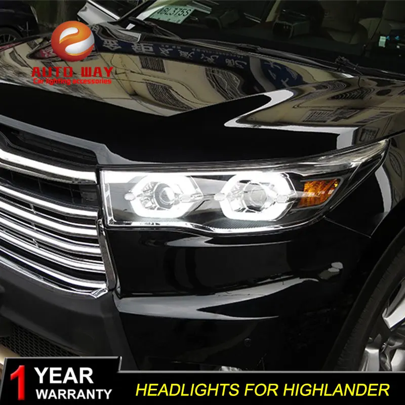 Автомобильный Стайлинг Головной фонарь чехол для Toyota Highlander 2015 2016 LED фары Дневные