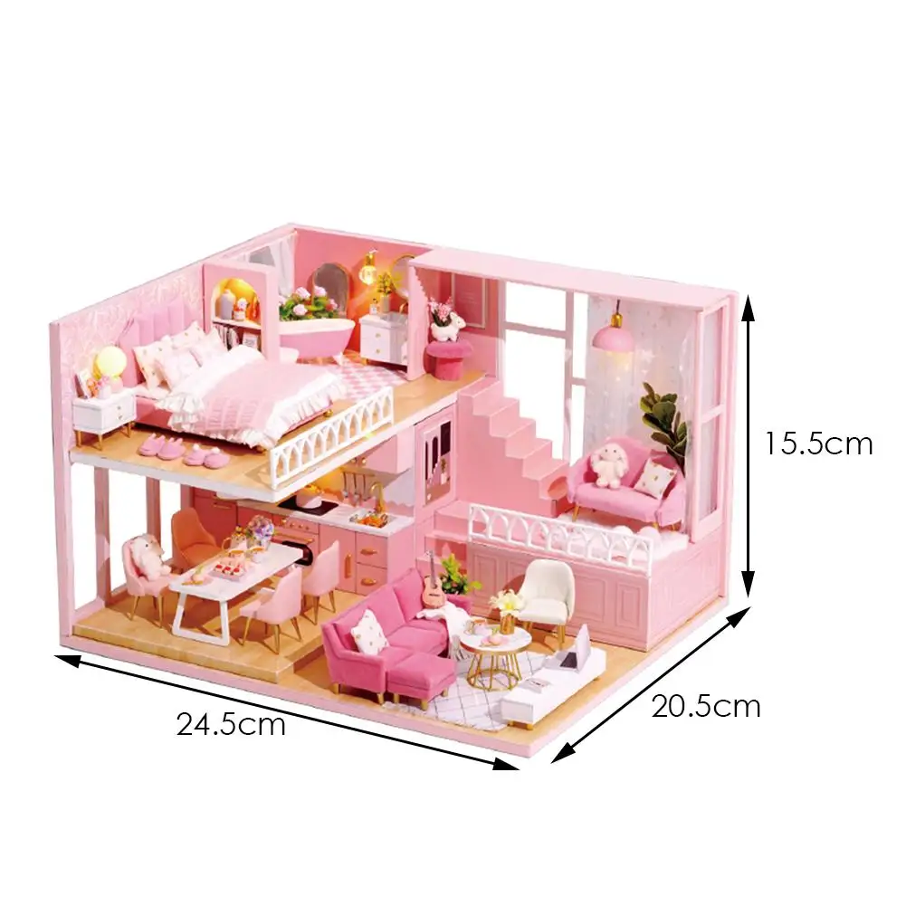 

DIY Dollhouse Three-dimensional Assembly Attic Miniature House With Music Movement For Holiday Birthday Gifts