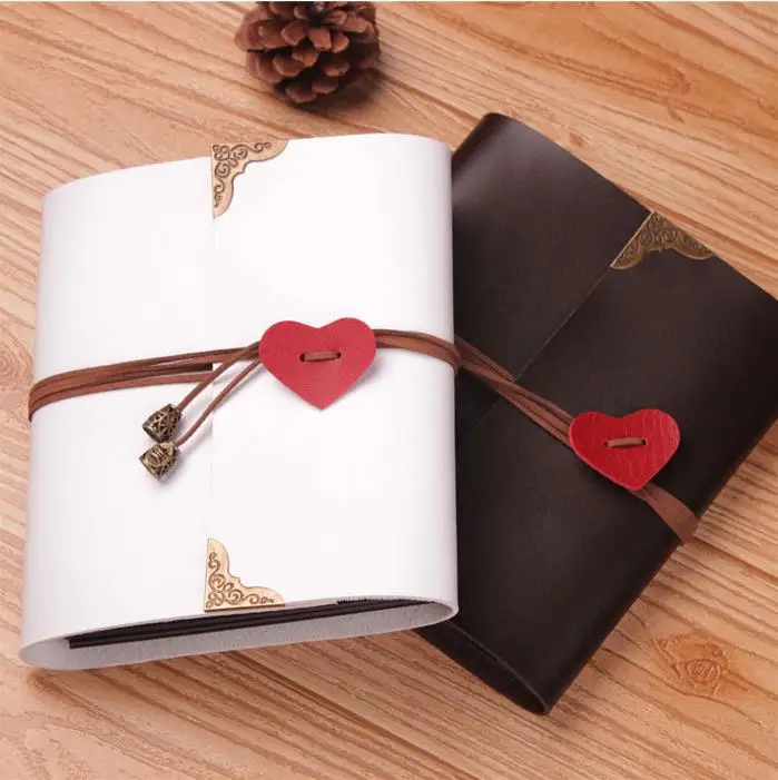 

High Quality Leather 30 Kraft Paper Sheets Card Love Theme Wedding DIY Album Handmade Vintage Photo foto Scrapbook Album