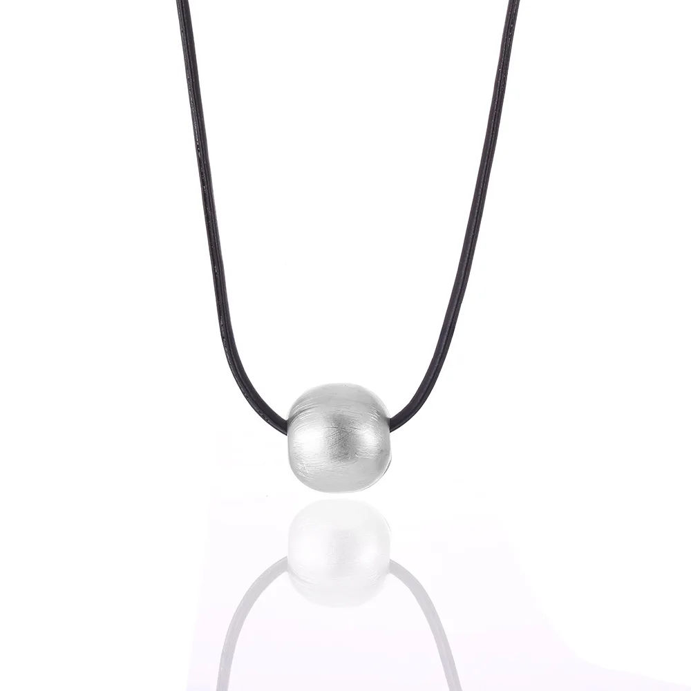 

Amorcome Simple Siver Ball Metal Beads Pendants Necklaces for Women Leather Chain Necklace Choker Collar Women Girls Jewelry