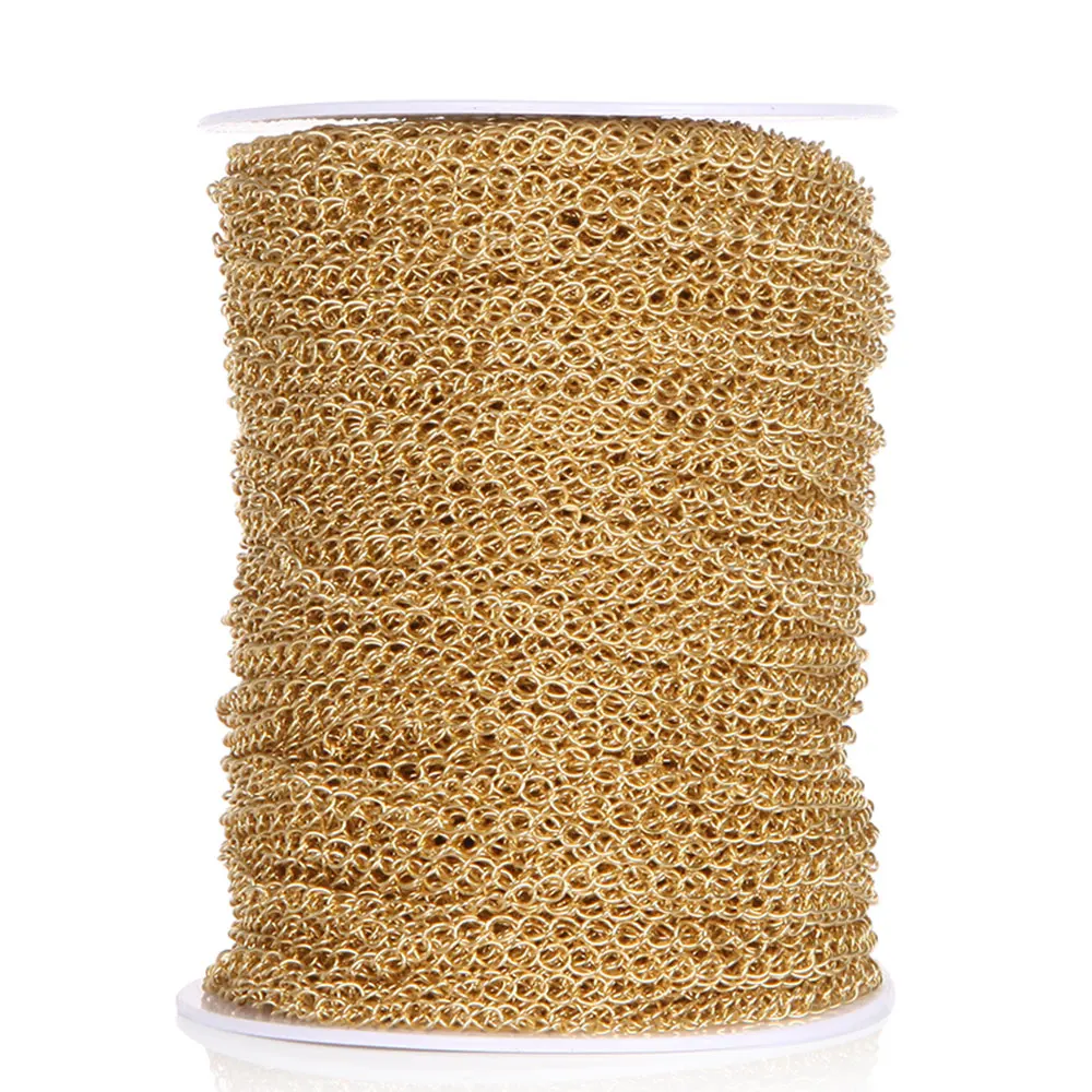 

2Meter Stainless Steel Width 2.5 3 4mm Gold Color Hollow Round Trendy Extension Chain For Punk Hiphoop Jewelry Making Supplies