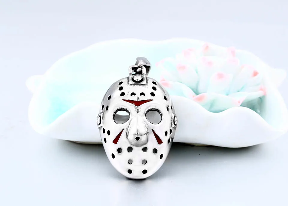 BEIER из нержавеющей стали Байкер Джейсон Voorhees Хоккей Хэллоуин ожерелье с подвеской-маской с красным цветом антикварные крутые ювелирные изделия BP8-362