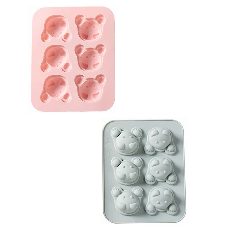 

6 Cells Cute Bear Head Style Cake Molds Baking Tools DIY Biscuit Pastry Cake Silicone Mould