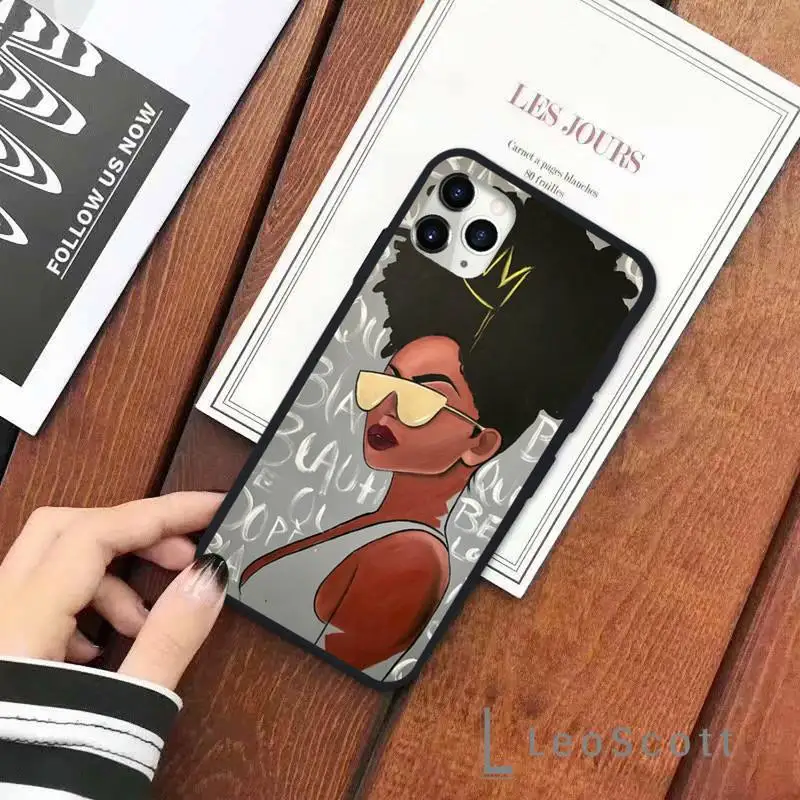

black girl African Beauty Phone Case for iPhone 11 12 mini pro XS MAX 8 7 6 6S Plus X 5S SE 2020 XR