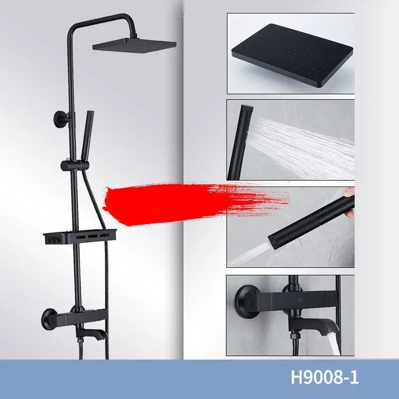 Черная Torneira Lavabo Dusch система Doccia Do Banheiro Painel Regadera электрическая Душевая система Ducha Chuveiro для ванной комнаты - Цвет: MODEL D