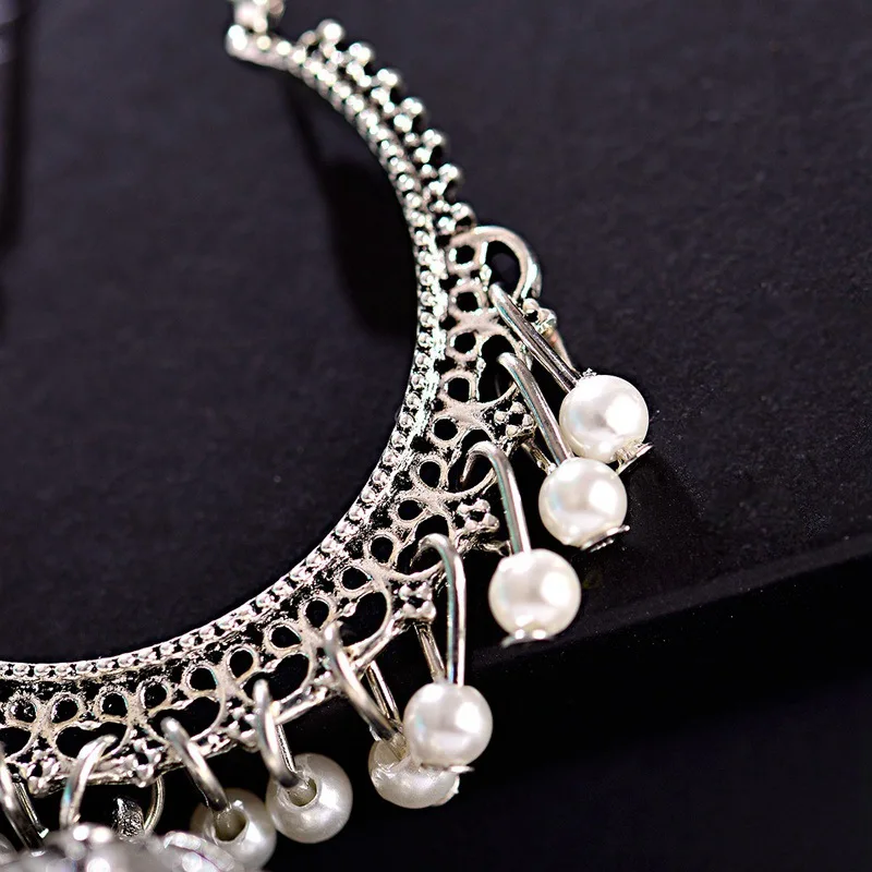 OIQUEI, индийская Jhumka, ювелирное изделие,, модные жемчужные кисточки, богемные, винтажные, серебряные, большие, круглые колокольчики, висячие серьги для женщин