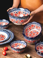dish set household polish tableware ceramic rice bowl salad bowl single creative dish plate double ear soup noodle bowl