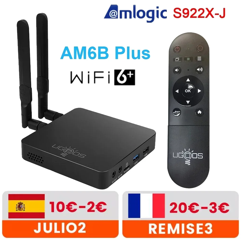2021 UGOOS AM6 AM6B Plus Amlogic S922X J 2 ГГц Android 9 0 ТВ коробка Dolby Vision WI FI 6 4 Гб DDR4 32 1000 м Лам к HD медиа
