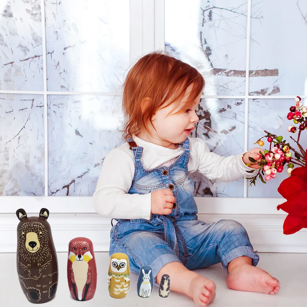 Детские развивающие игрушки забавные деревянные русские куклы ручной работы 5