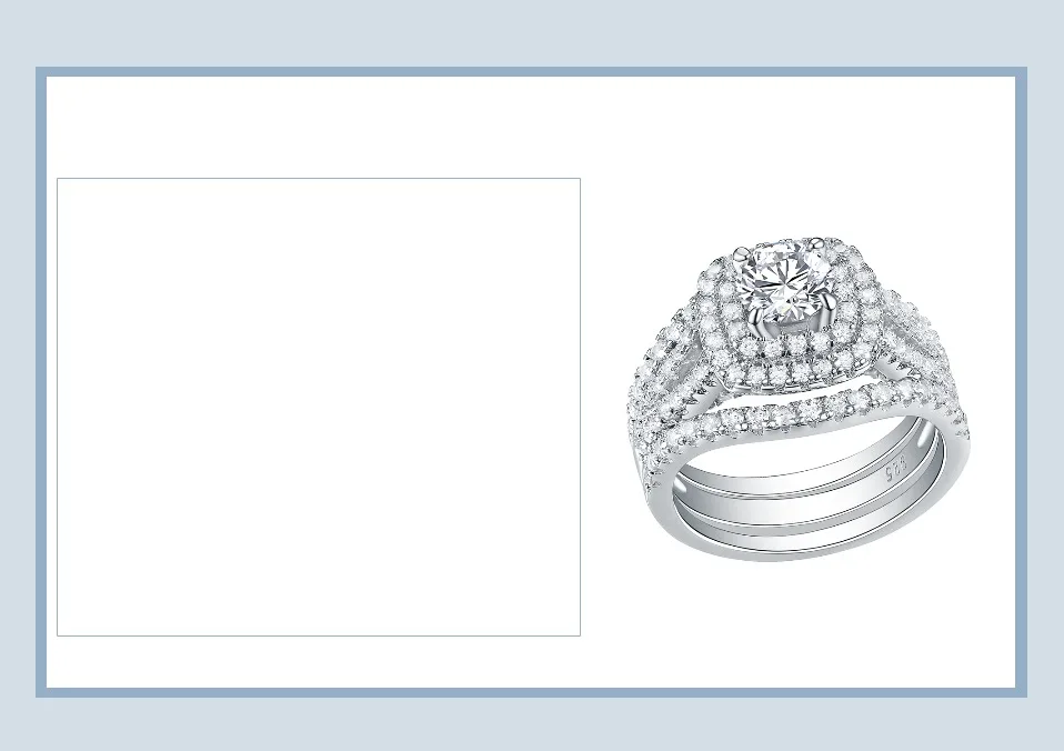Newshe 3 шт. 925 пробы серебряные обручальные кольца для женщин 2 Ct AAA CZ Синие боковые камни классические ювелирные изделия обручальное кольцо набор