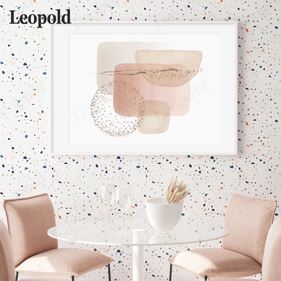 

Nordic Pink Beige Color Geometry Canvas Painting Poster Modern Abstract Flower Picture Print Wall Art living room decoration