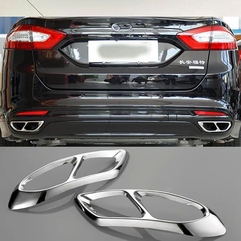 Для Ford Mondeo/Fusion Sedan 2013- Автомобильный задний двойной выхлоп глушитель наклейки крышка аксессуары для обивки из нержавеющей стали