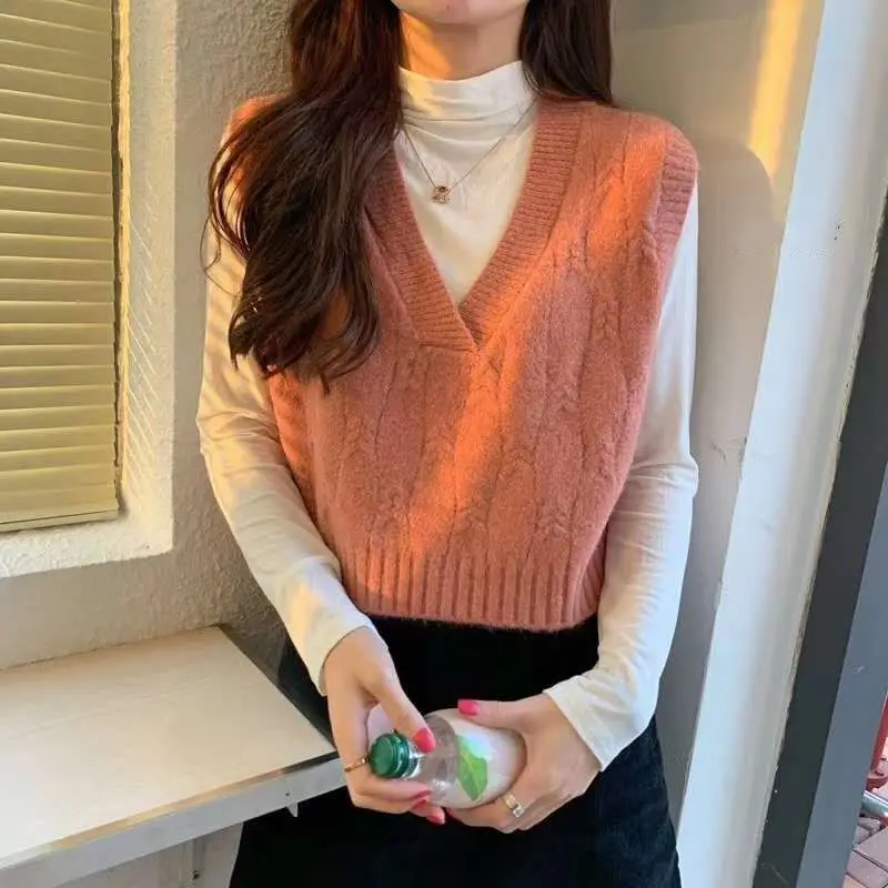 

Женский жилет-свитер 2020, жилет-свитер с v-образным вырезом. Свитер, вязаный свитер, жилет, блузка, пуловер с рукавами для женщин