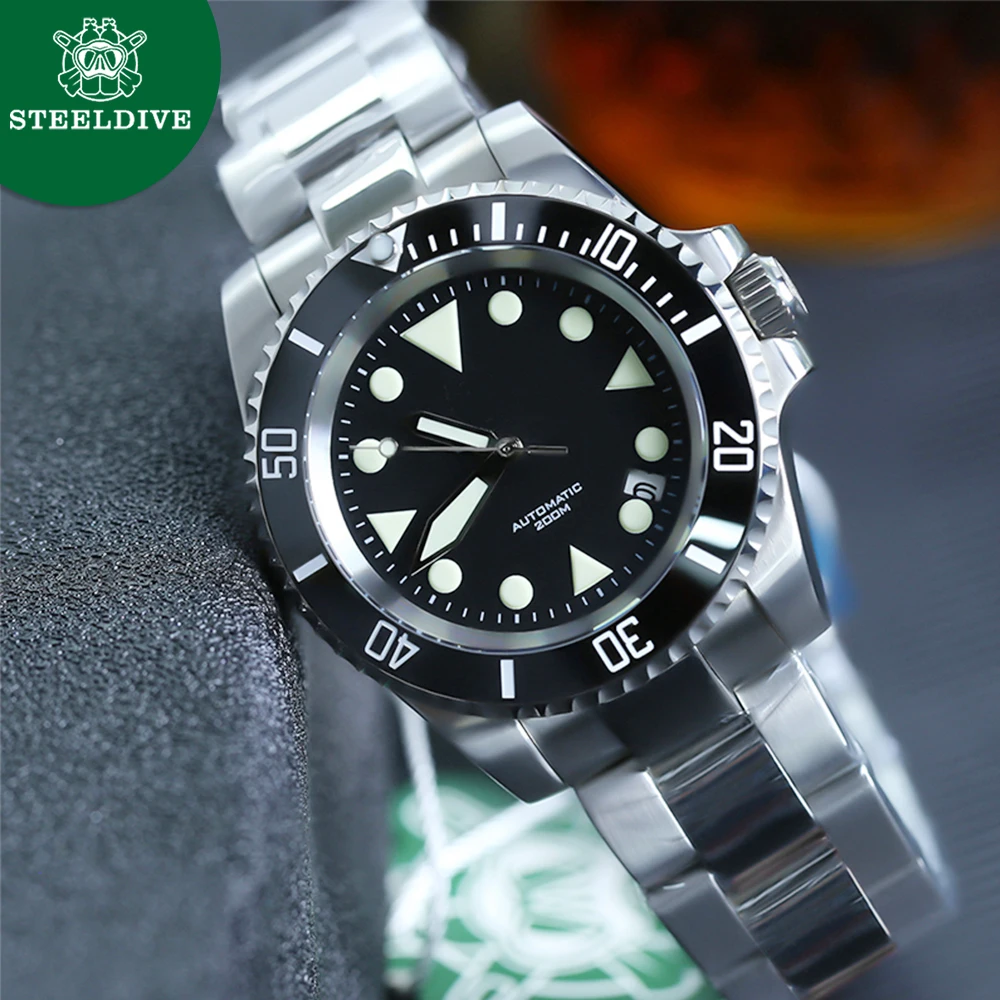 Сталь погружения 200 м кварцевые дайверские часы световой Водонепроницаемый