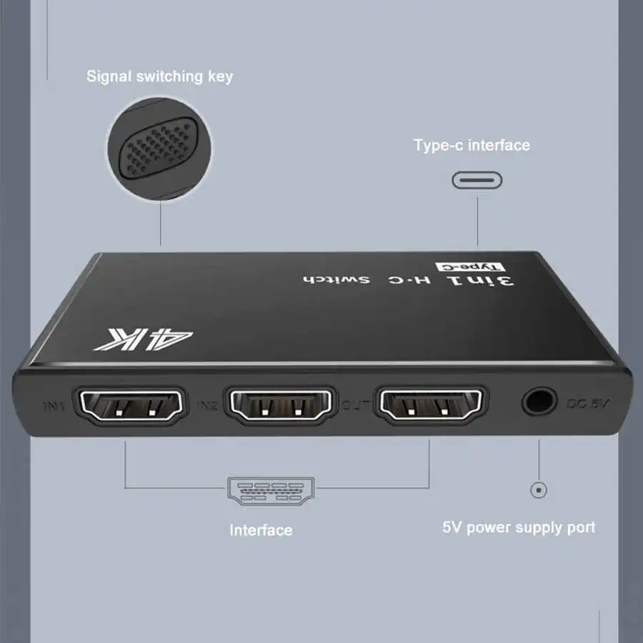 Тип C HDMIx2 к HDMI для мобильных устройств на коммутатор Высокое разрешение 4K без