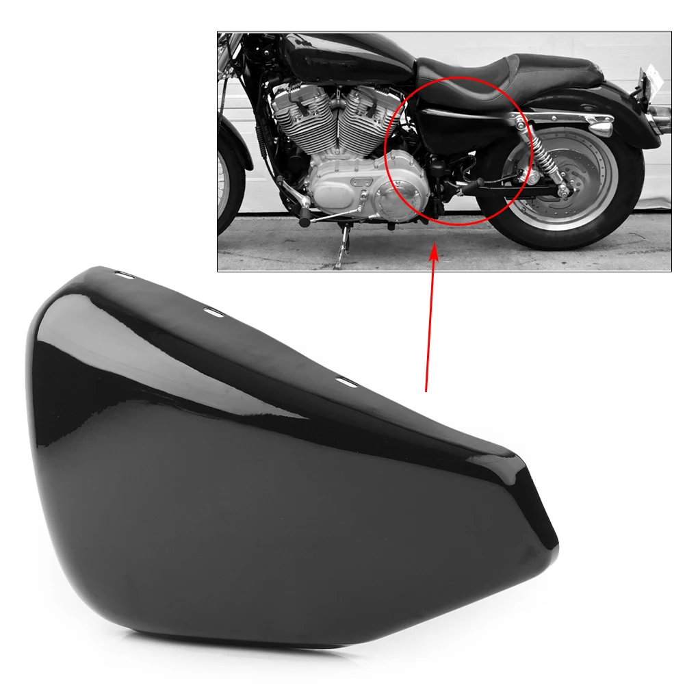 

1 шт. левая БОКОВАЯ Крышка батарейного отсека мотоцикла, защита от блеска, черный для Harley XL883 XL1200 Sportster 883 1200 2004-2013