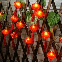 2 м 10 праздничные светодиодные лампы USB зарядка и аккумулятор китайский красный фонарь лампа для нового года фестиваль украшение гирлянда н...