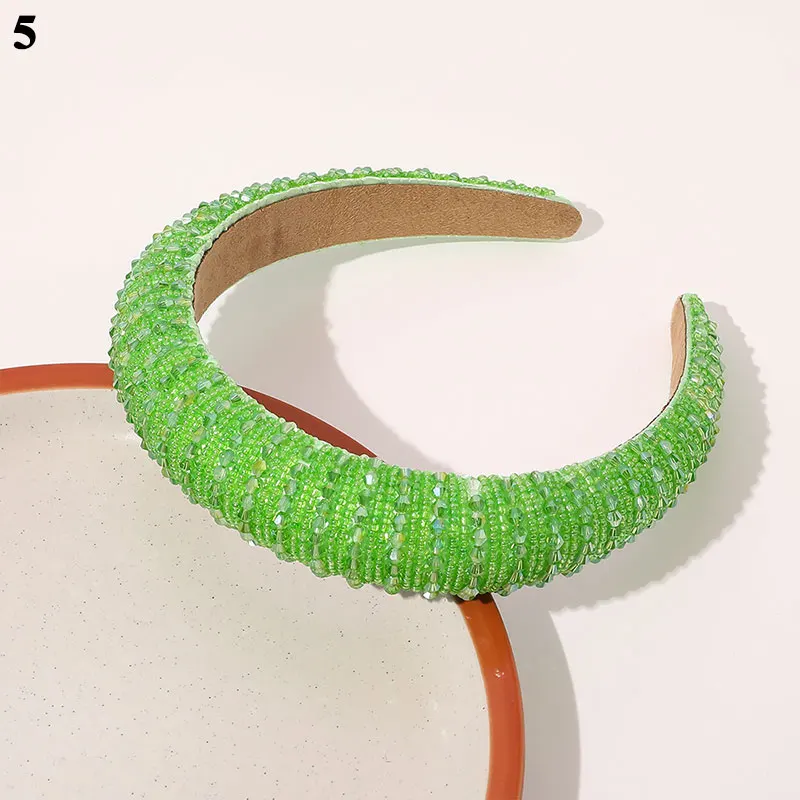 

Colorful Crystals-Inlaid Sponge Rhinestone Headband European and American Baroque Headband Wide-Brimmed Rhinestone Headband
