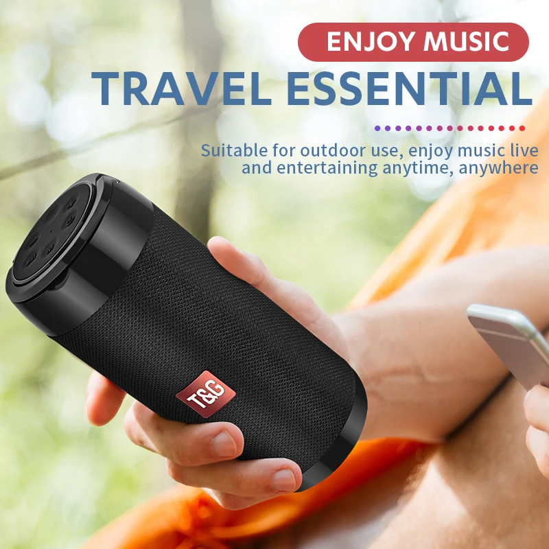 TG113C Column Portable Bluetooth Mini Speaker with FM Radio TF Card AUX Cable Wireless Loundpeakers &ampPhone Holder 9 Colors |