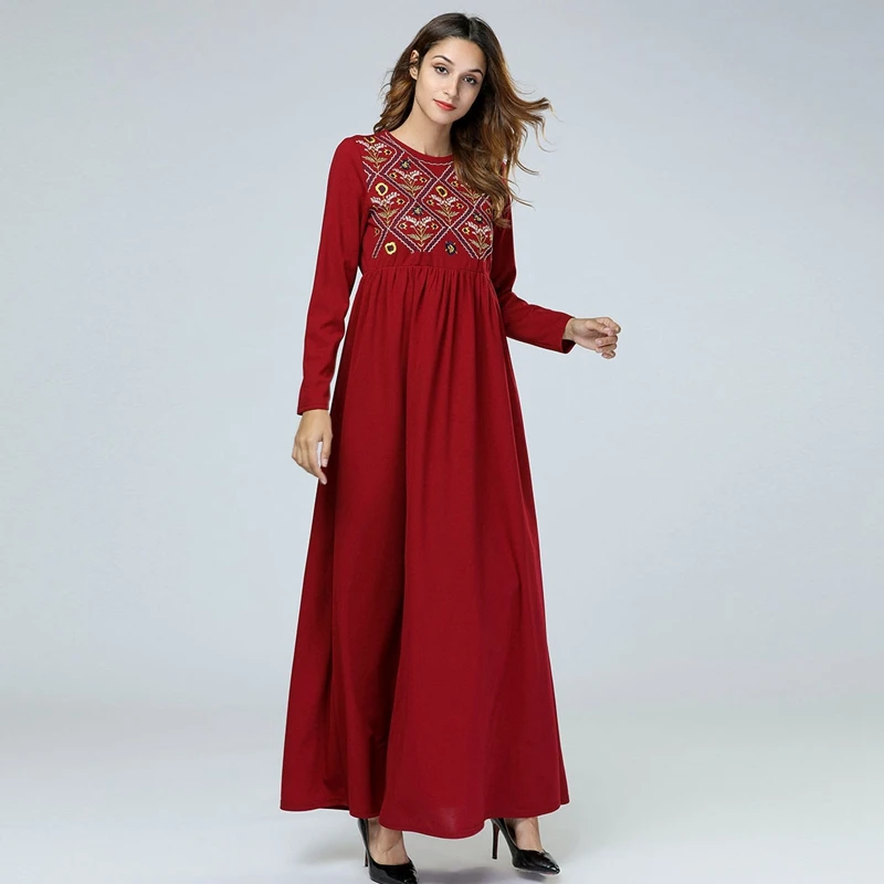 Женское элегантное этническое платье с цветочной вышивкой свободного размера