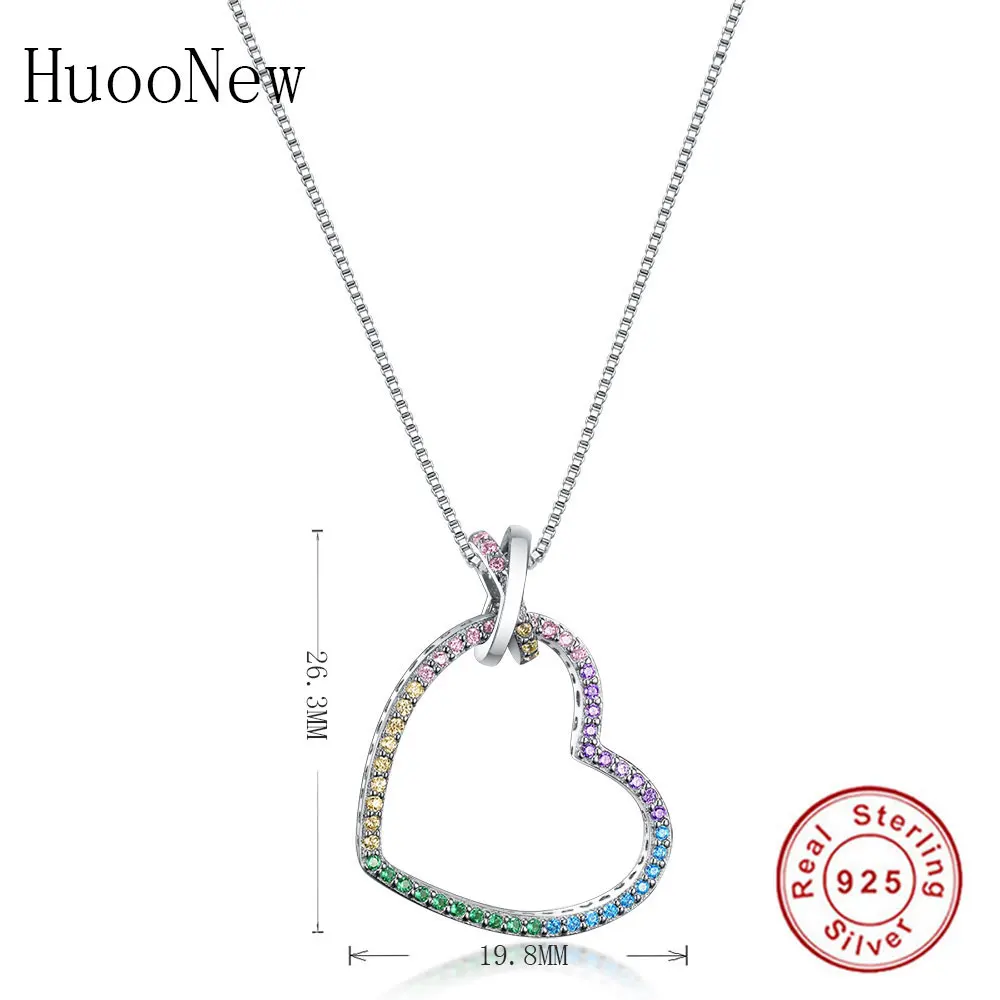 Женское колье с подвеской Cystal Rainbow Arc Love Серебряное ювелирное изделие из