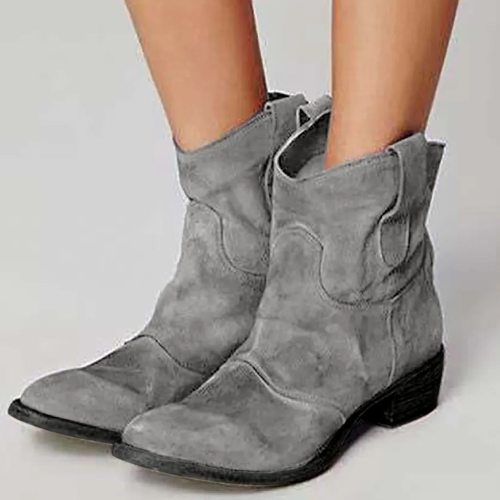 Женские ботинки Модная повседневная женская обувь Замшевые на молнии Зимние