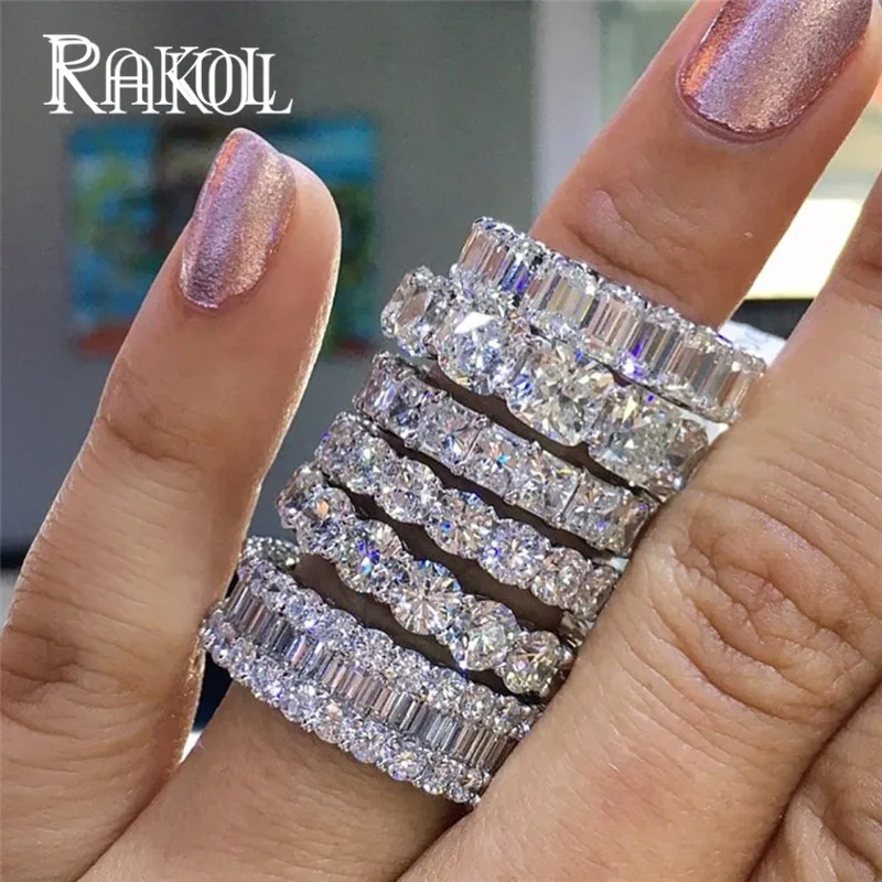 Женское Обручальное кольцо с кубическим цирконием RAKOL RR81141 серебристое/розовое
