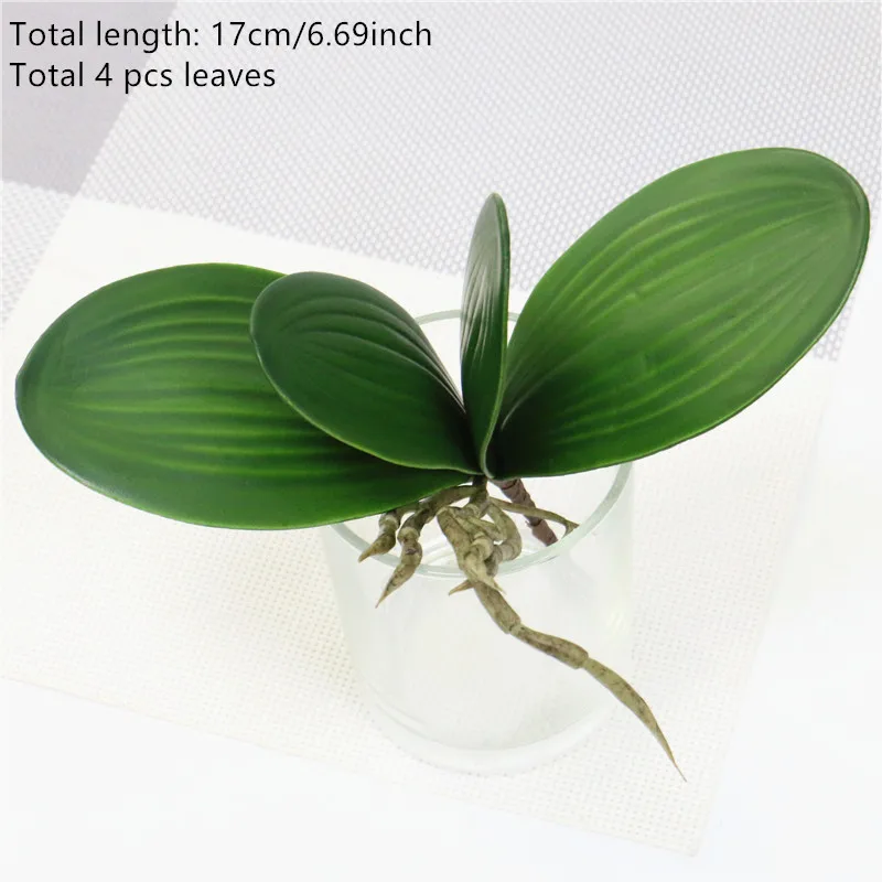 4 leaves 17cm 1 шт. Настоящий сенсорный Искусственный растительный лист phalaenopsis лист PU растение декоративный цветок материал вспомогательный лист домашний сад Рождественский Декор искусственные цветы тычинки цветов статуэтки - Цвет: 4 leaves 17cm