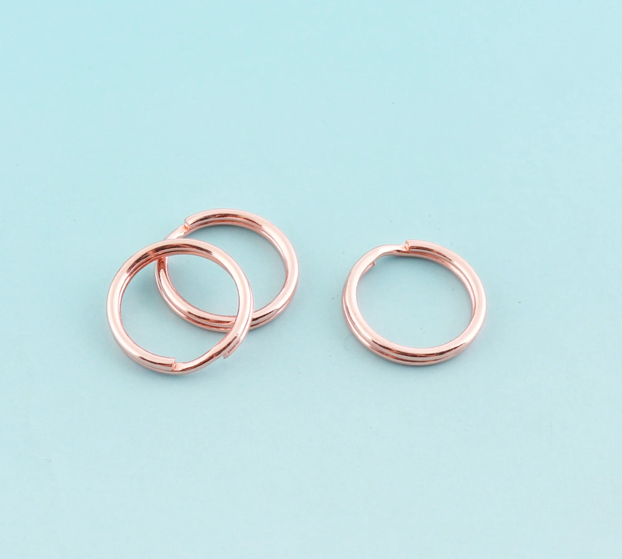

Rose Gold Keyrings 200pcs 12mm Mini Jewelry rings Metal Split Rings for Key Chain Jump rings Wholesale