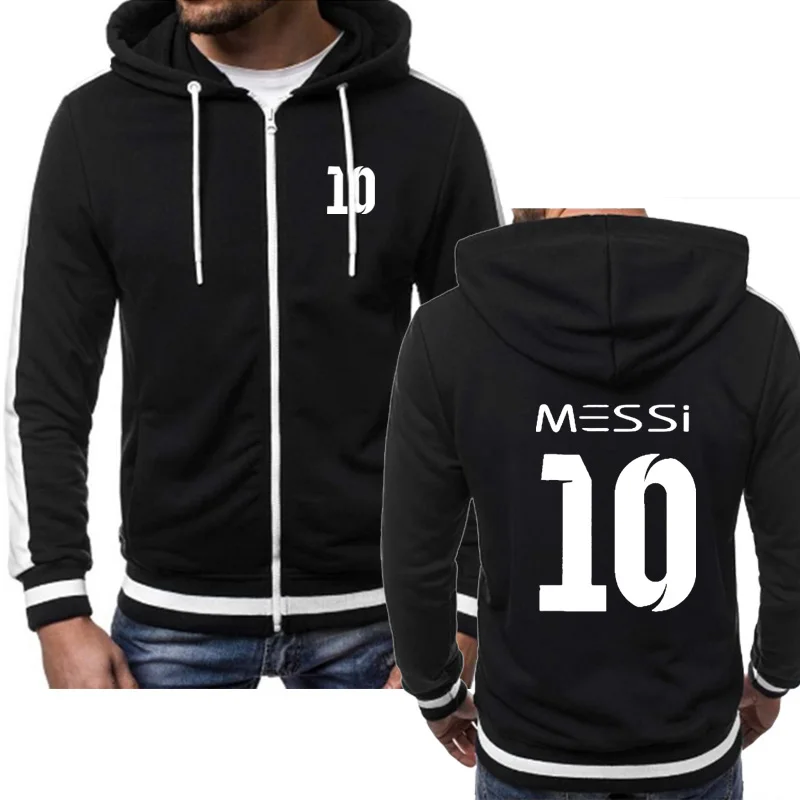 Толстовки мужские Messi 10 Весна Осень Толстовка уличная флисовая куртка на молнии с