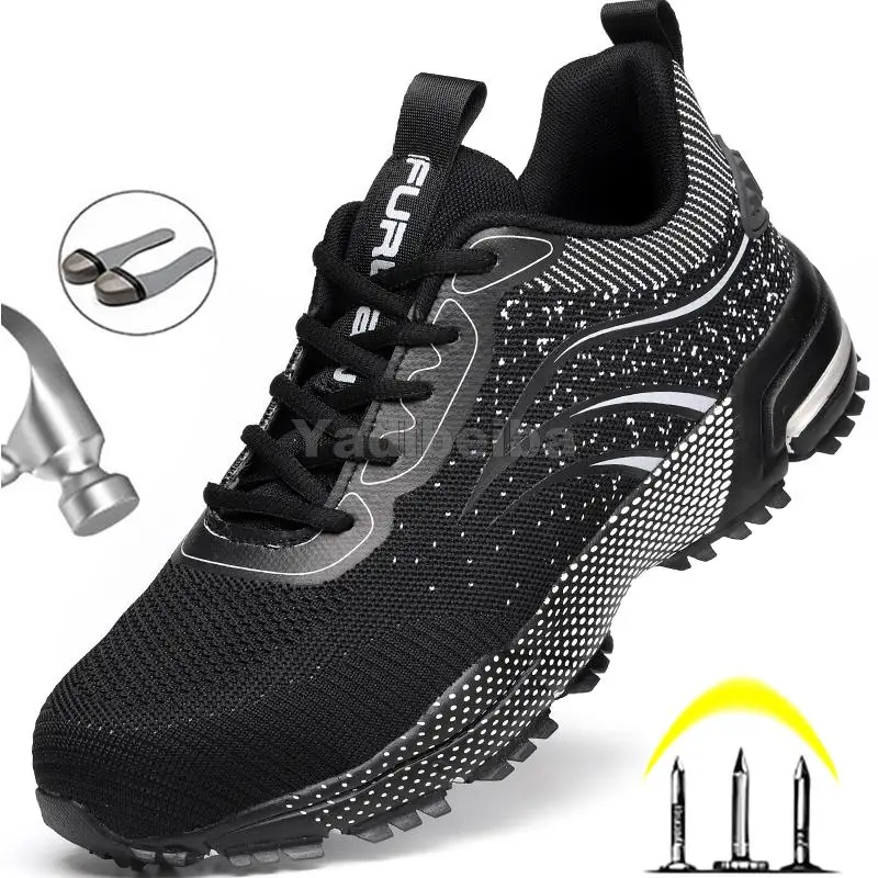 

Защитные ботинки со стальным носком для мужчин и женщин, легкие дышащие рабочие кроссовки, строительная рабочая обувь, защитные сапоги