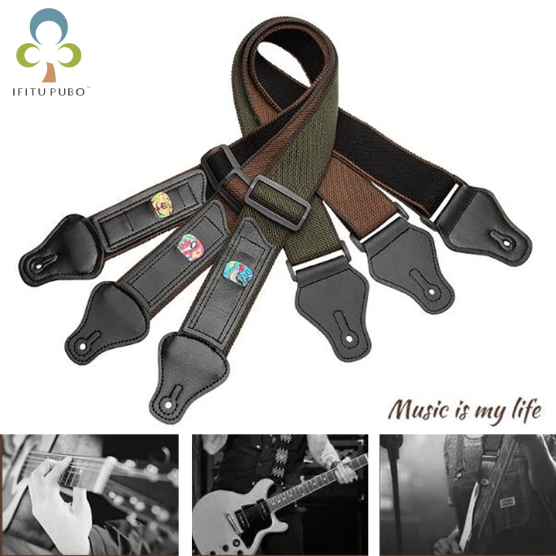 Регулируемая акустическая Электрогитары ремень с 3 гитарных медиаторов