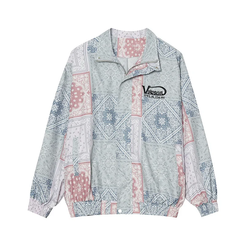 

IEFB Men's 2021 New Print Jackets Korean Trend Loose Fashionable Stand Collar Zipper Oversize Coat Causal Spring Clothes 9Y5833